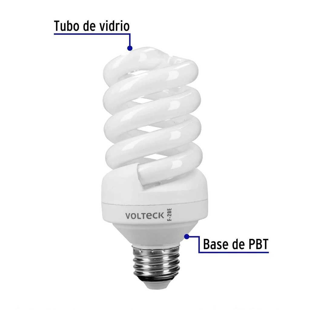 Lámpara espiral T4 20 W luz de día en blíster, Volteck