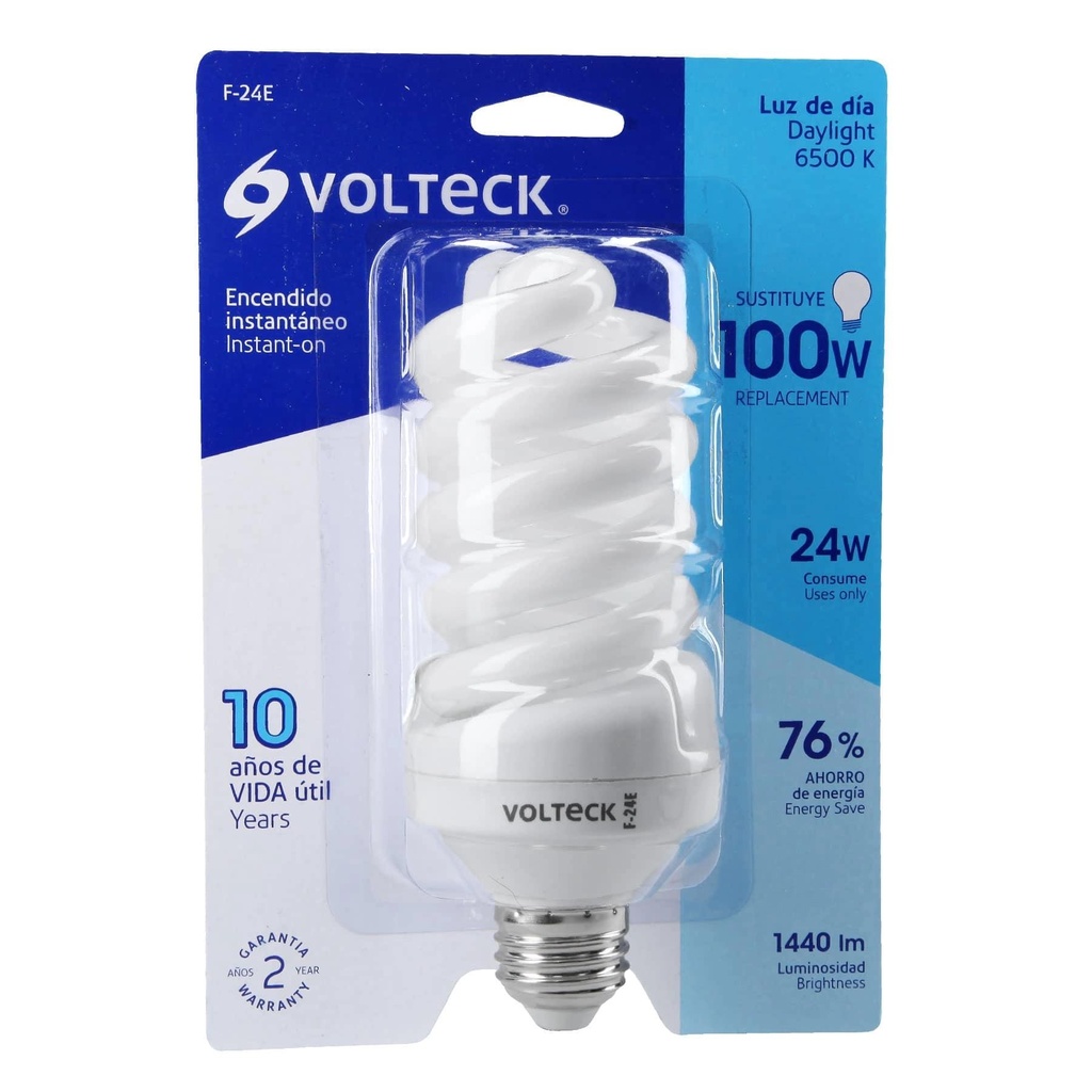 Lámpara espiral T4 24 W luz de día en blíster, Volteck