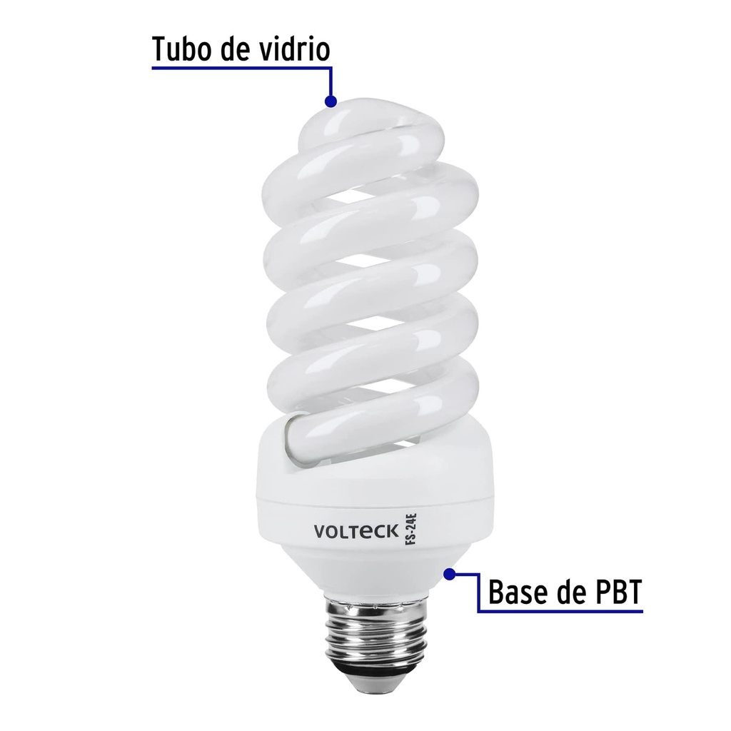 Lámpara espiral T4 24 W luz neutra en blíster, Volteck