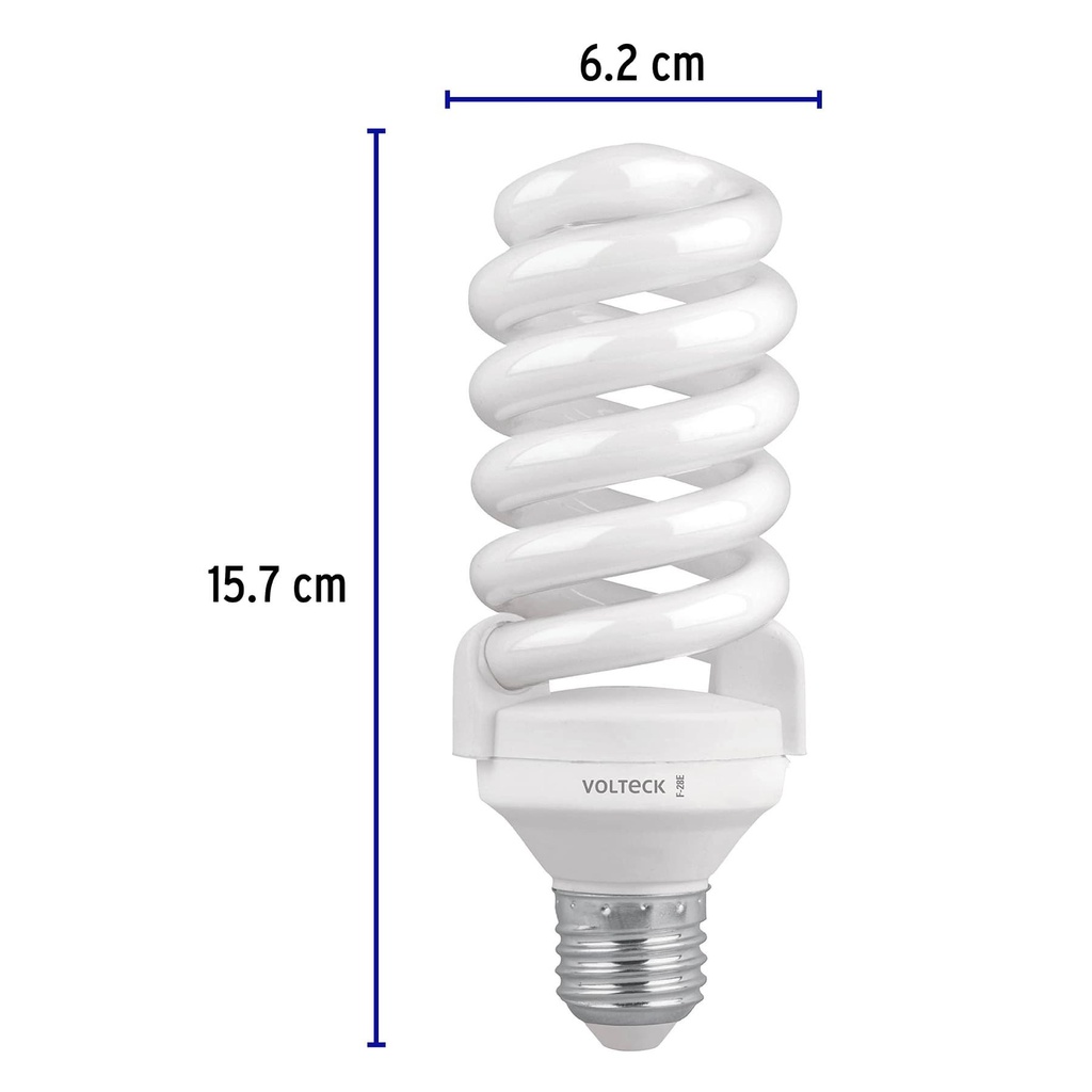 Lámpara espiral T4 28 W luz de día en blíster, Volteck