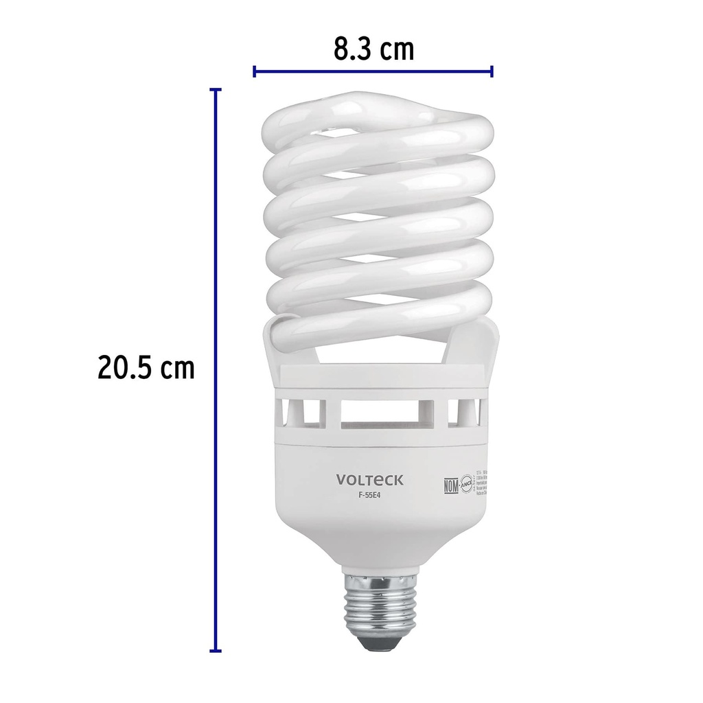 Lámpara espiral T4 55 W alta potencia luz de día, caja