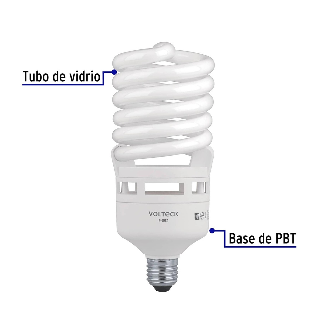 Lámpara espiral T4 65 W alta potencia luz de día, caja