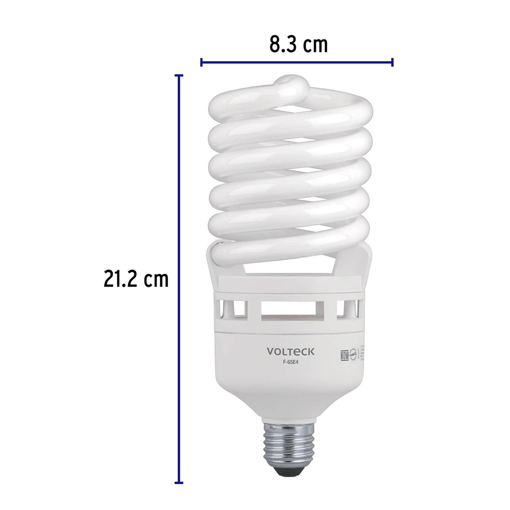 Lámpara espiral T4 65 W alta potencia luz de día, caja