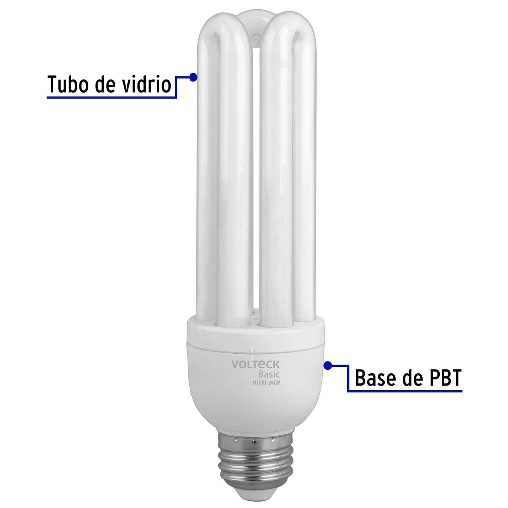 Lámpara triple T4 24 W luz de día en caja, Volteck