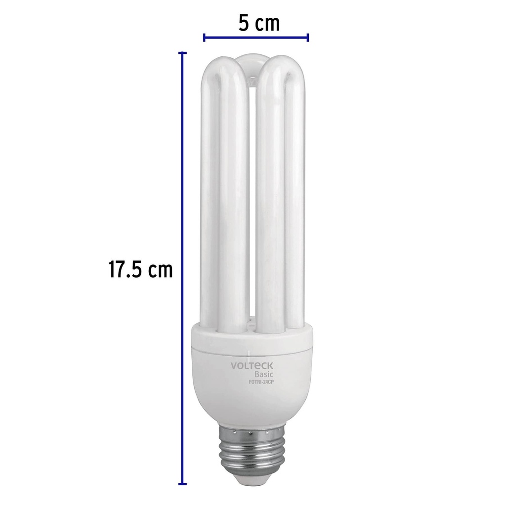 Lámpara triple T4 24 W luz de día en caja, Volteck