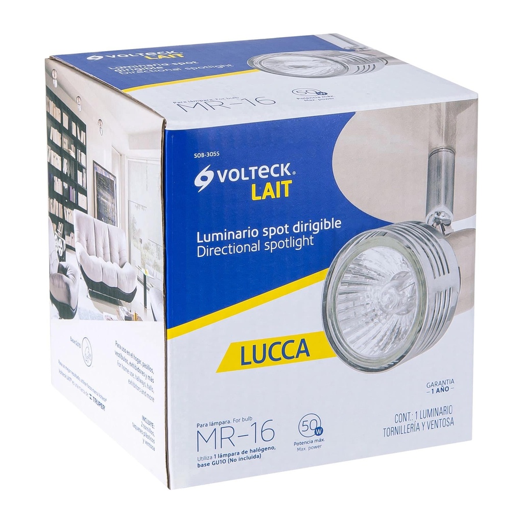 Luminario de sobreponer con 1 spot base GU10, Volteck