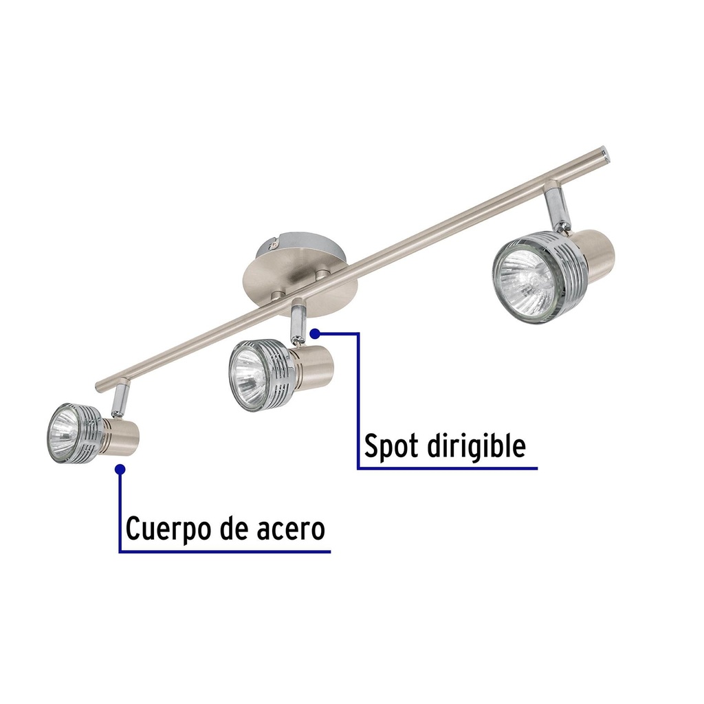 Luminario de sobreponer con 3 spots base GU10, Volteck