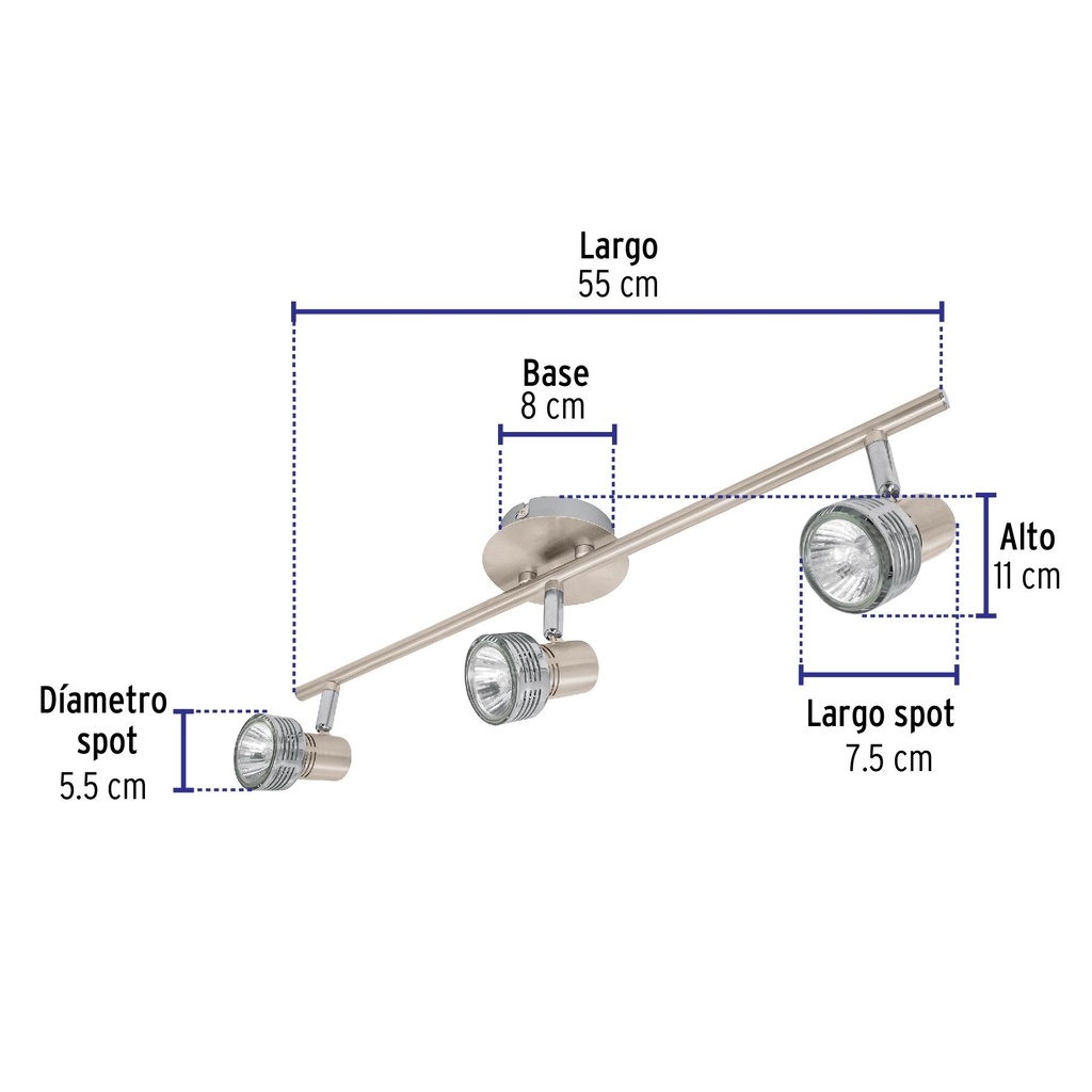 Luminario de sobreponer con 3 spots base GU10, Volteck