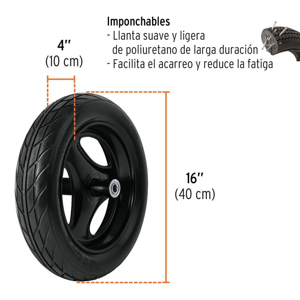 Carretilla 5.5ft3 Imponchable bastidor tubular,Truper Expert