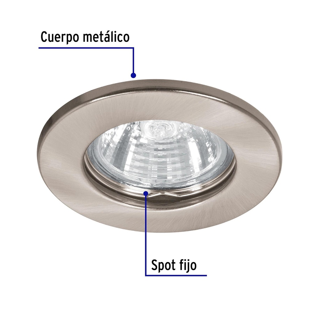 Luminario redondo satín spot fijo, lámpara no incluida