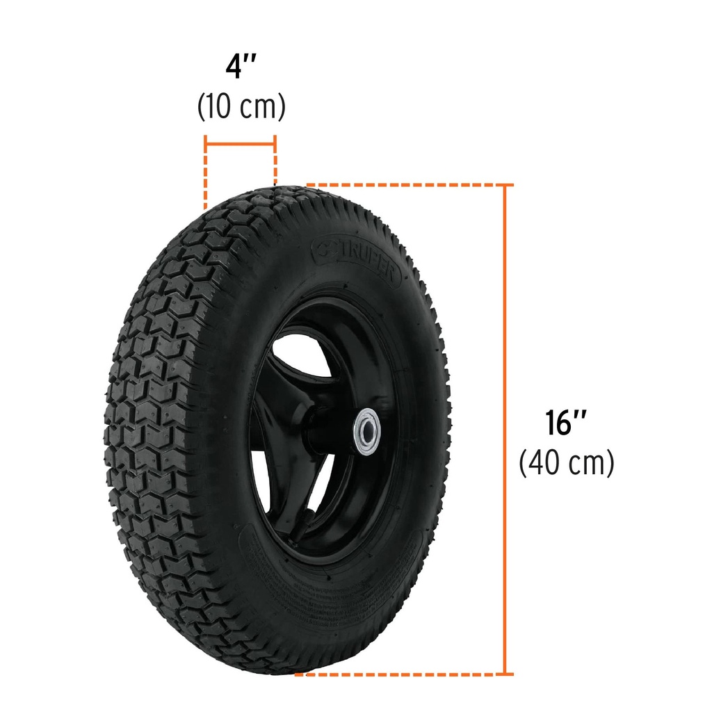 Carretilla 5.5 ft3 Neumática, bastidor tubular, Truper