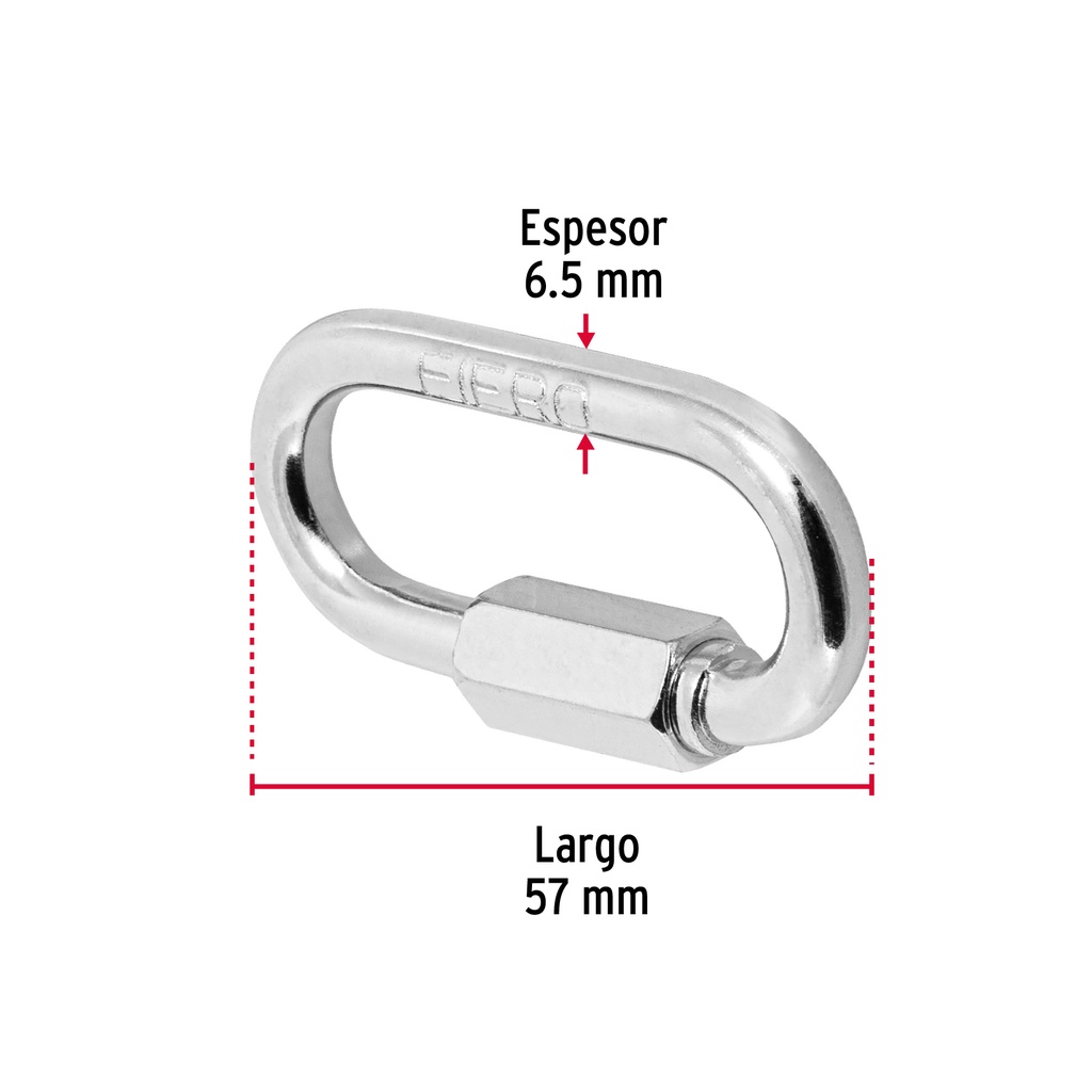 Bandola de acero de 3/16' con seguro, Fiero