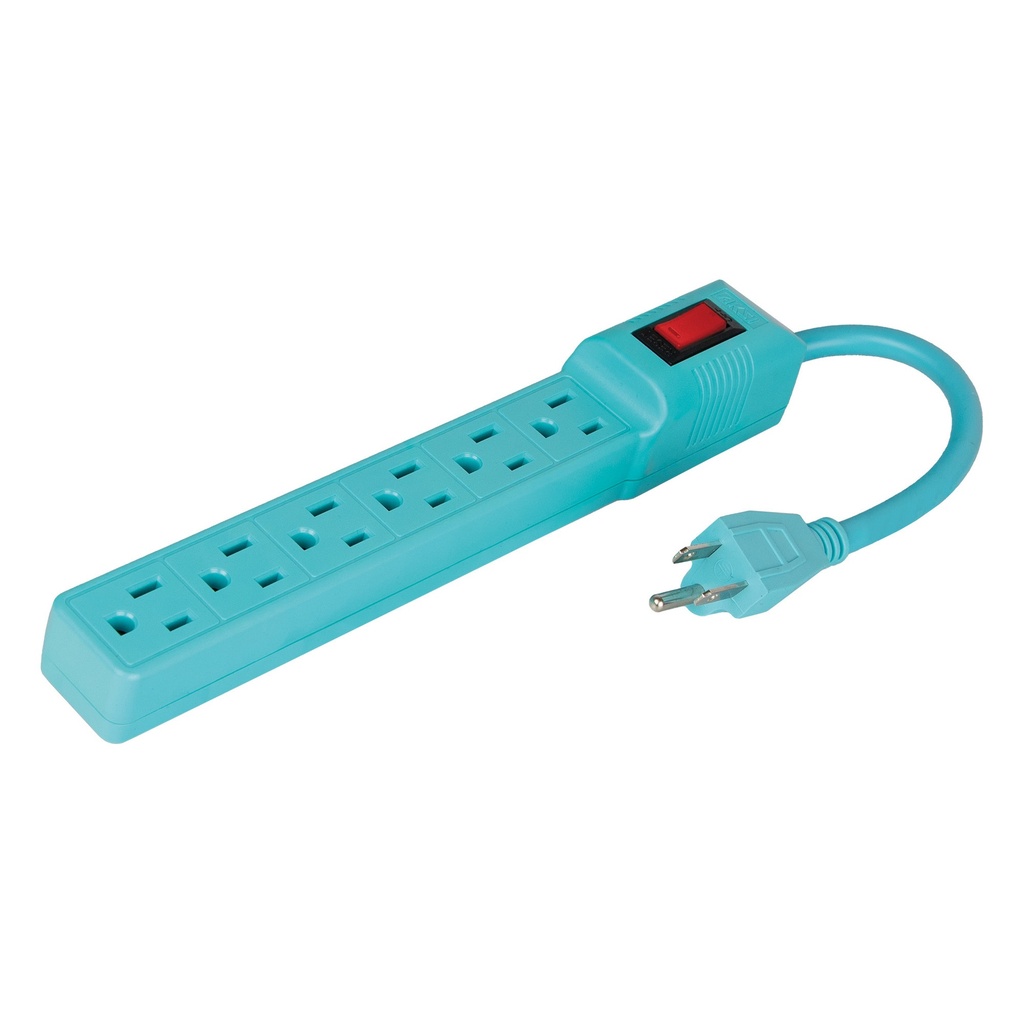 Barra multicontacto 6 entradas, cable 20 cm 16 AWG, colores surtidos