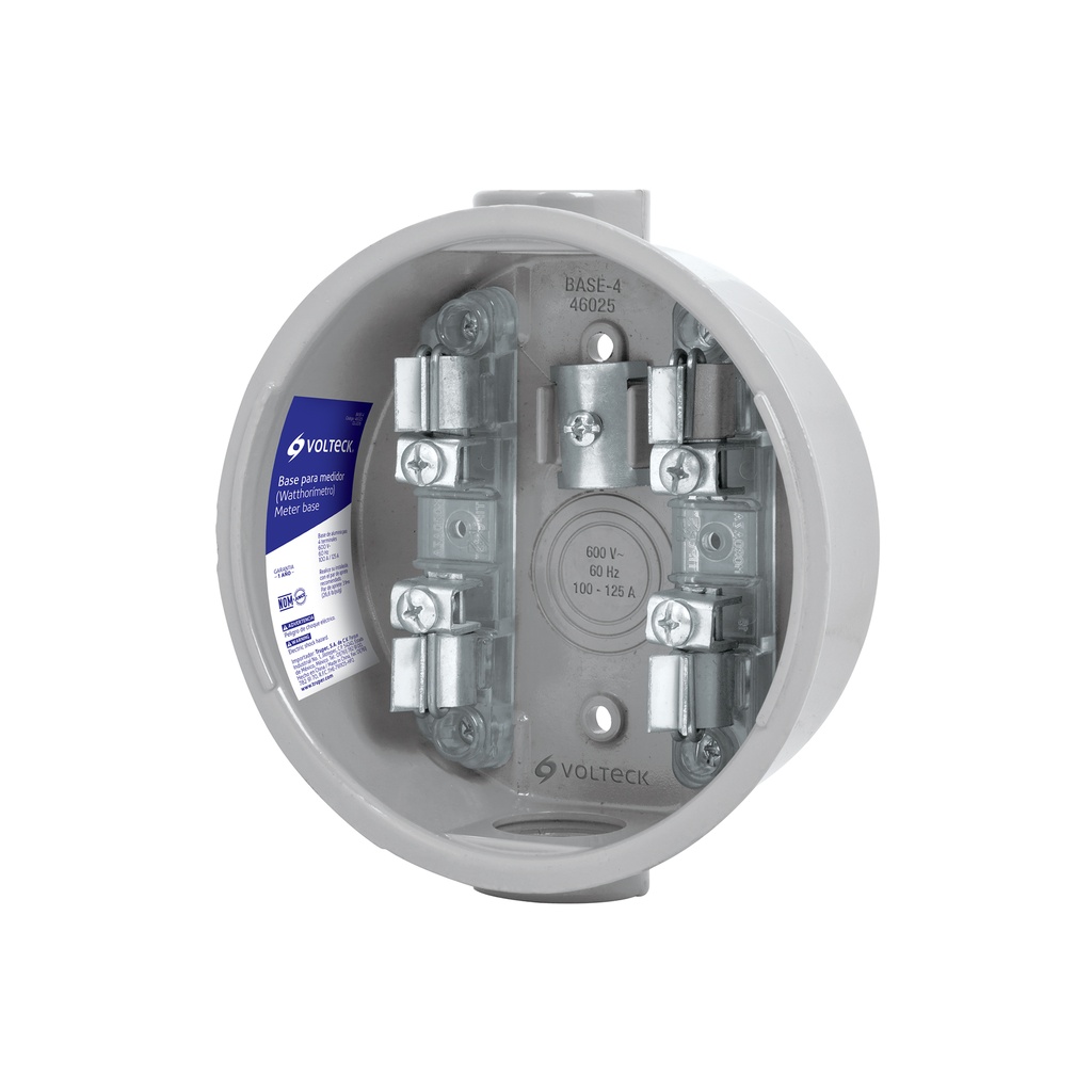 [T46025] Base para watthorímetro, 4 terminales, Volteck - Pag 418,434