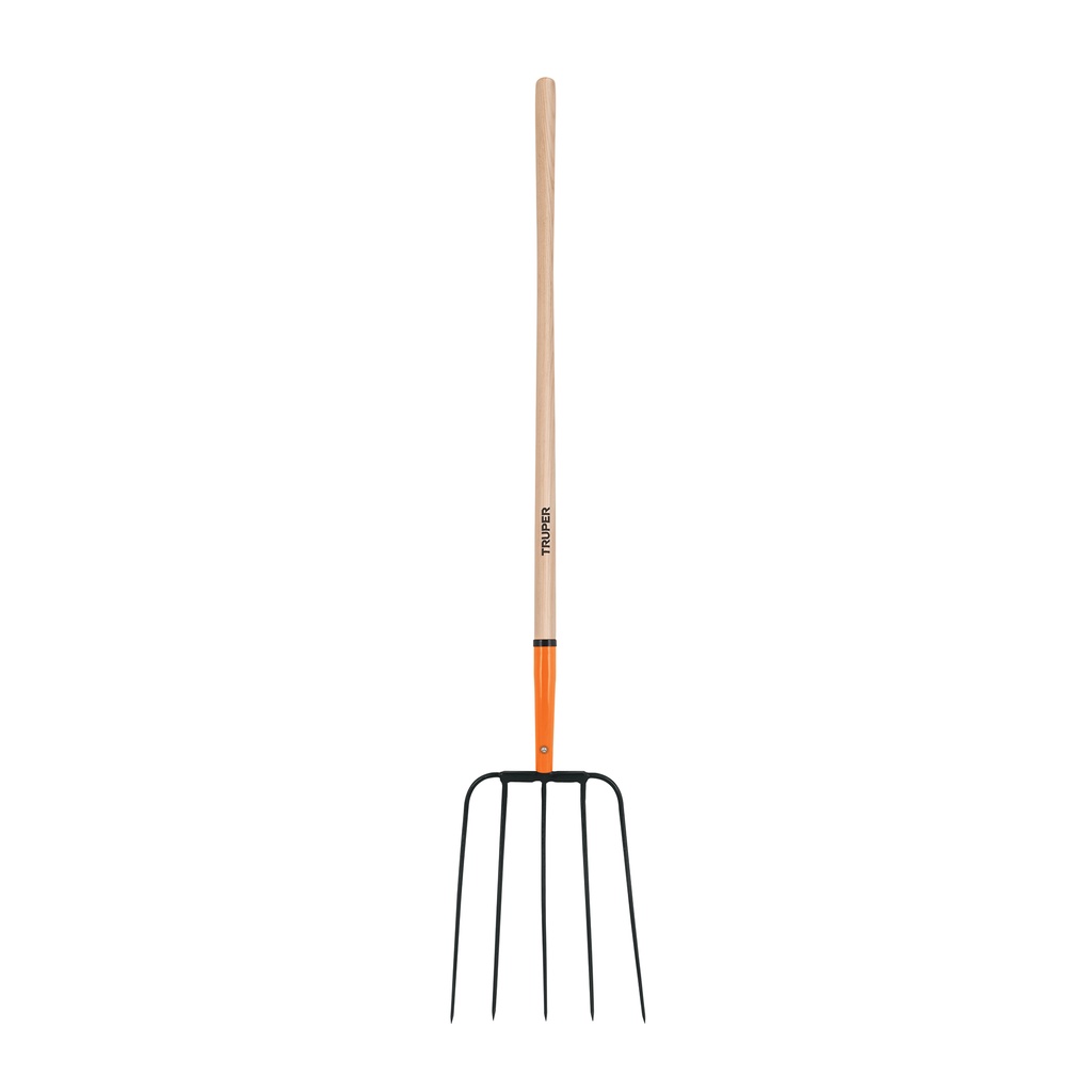 [T11008] Bieldo para paja, 5 dientes cabeza grande, mango 48', Truper