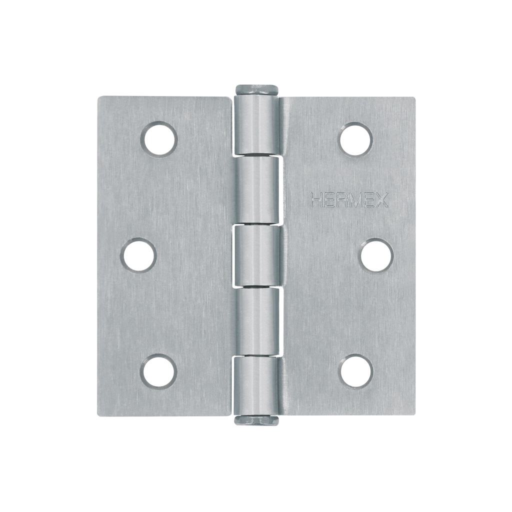 Bisagra cuadrada 2-1/2' acero cromo mate, plana, Hermex