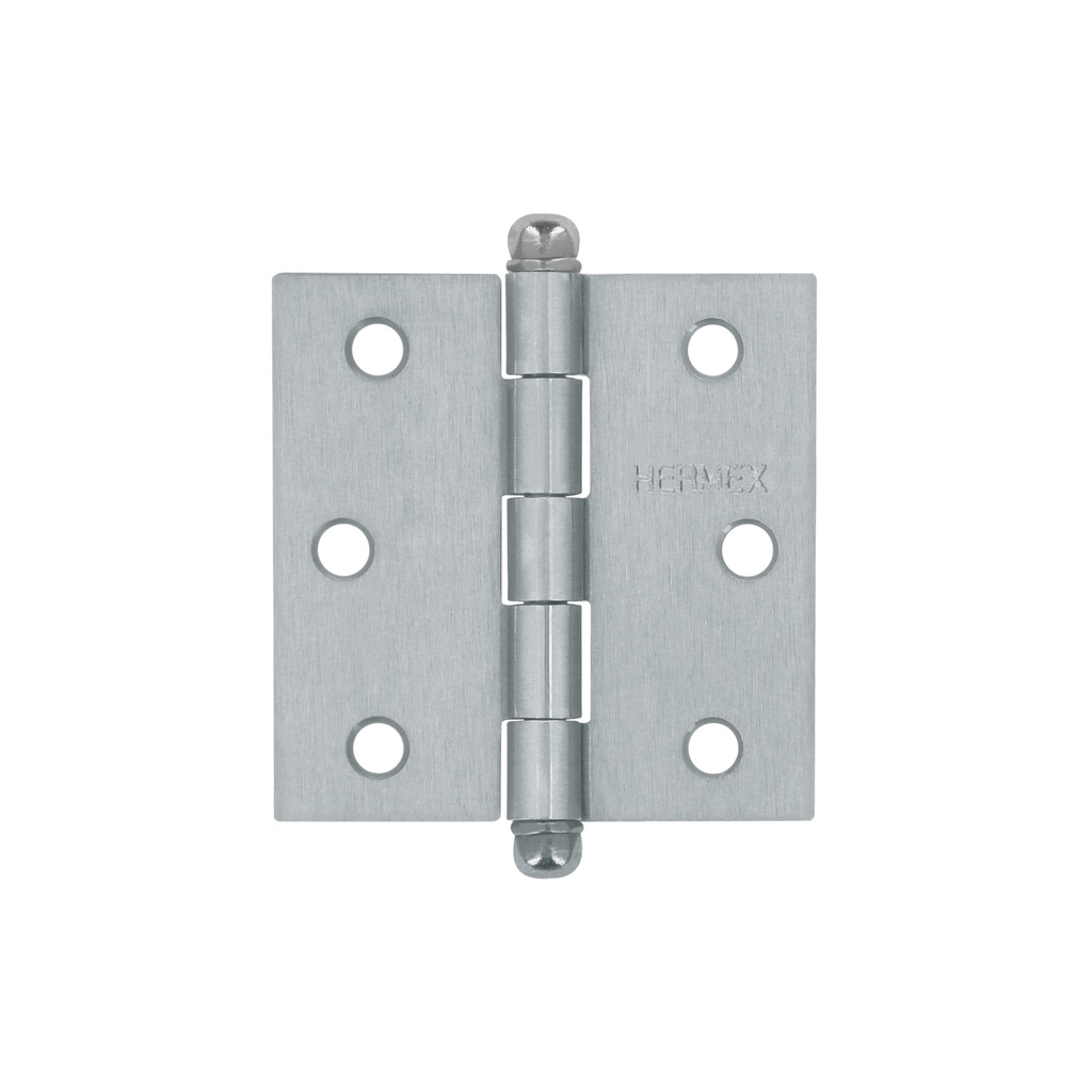 [T43255] Bisagra cuadrada 2-1/2' acero cromo mate, redonda, Hermex