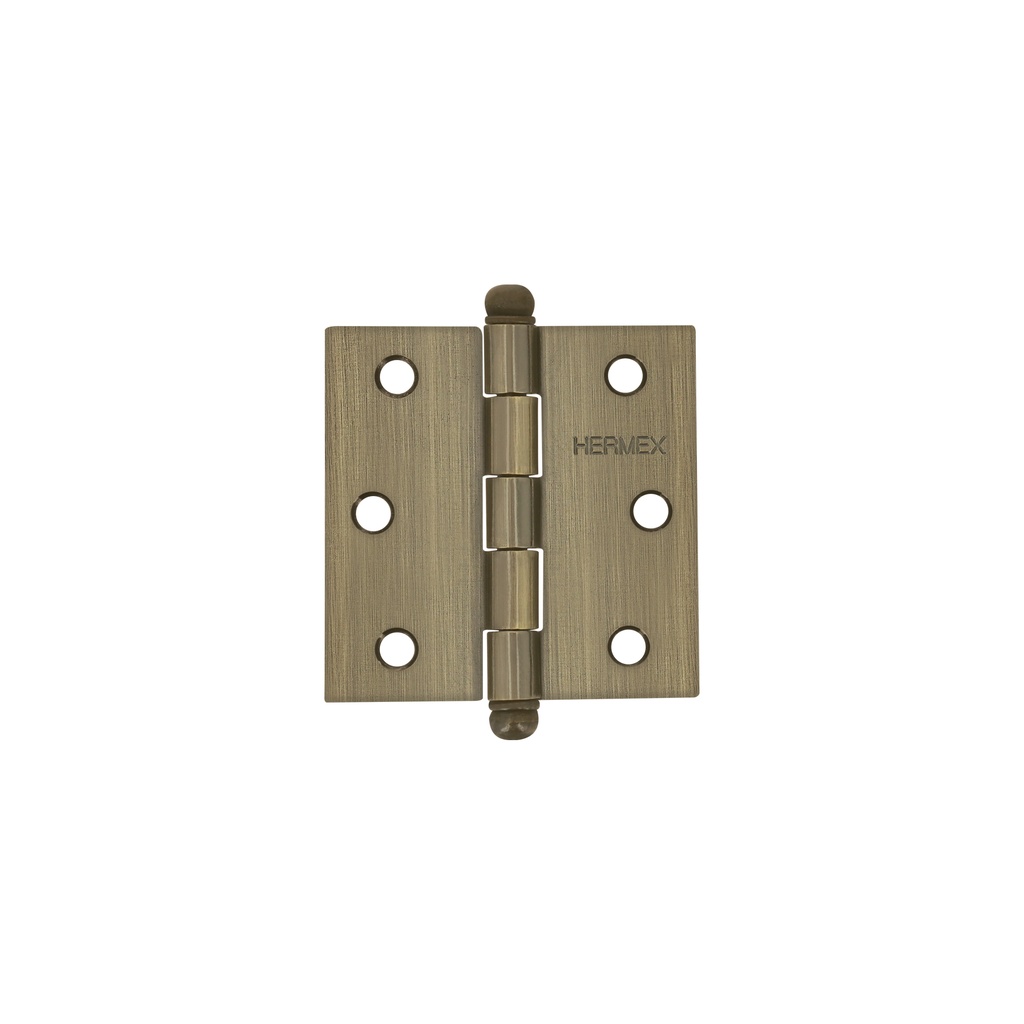 [T43245] Bisagra cuadrada 2-1/2' acero latonado antiguo, redonda