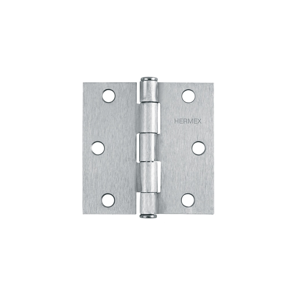 Bisagra cuadrada 3' acero cromo mate, plana, Hermex
