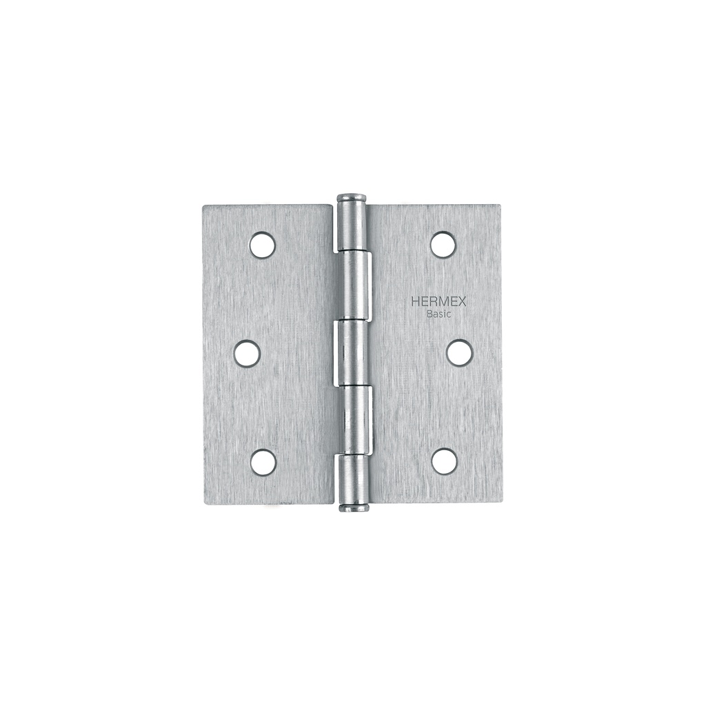 Bisagra cuadrada 3', acero cromo mate, plana, Hermex Basic - Pag 578