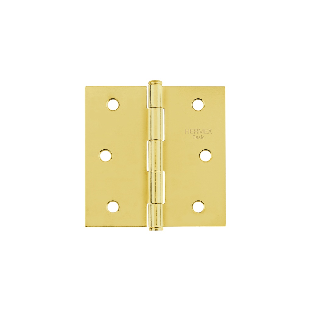 Bisagra cuadrada 3', acero latonado, plana, Hermex Basic - Pag 578