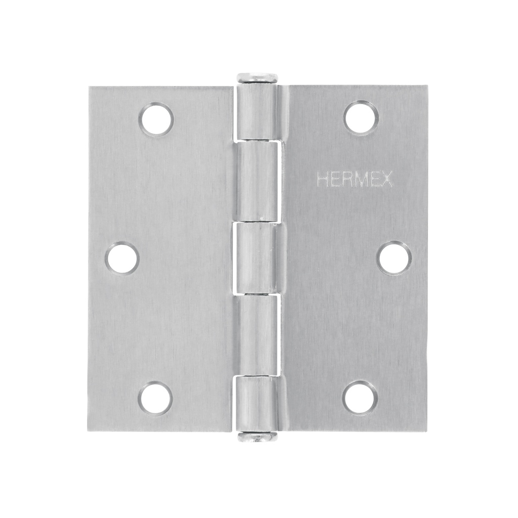Bisagra cuadrada 3-1/2' acero cromo mate, plana, Hermex