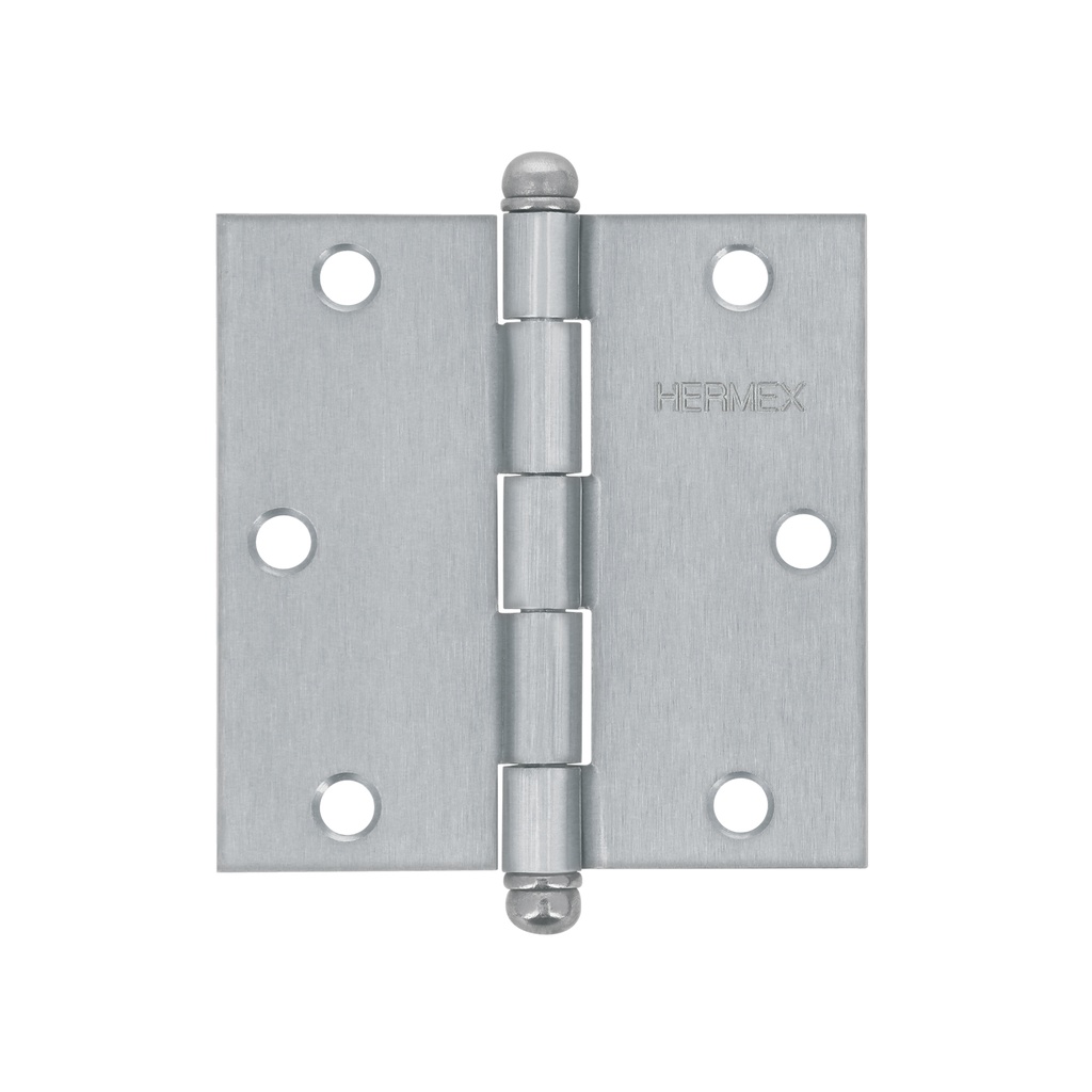 [T43257] Bisagra cuadrada 3-1/2' acero cromo mate, redonda, Hermex