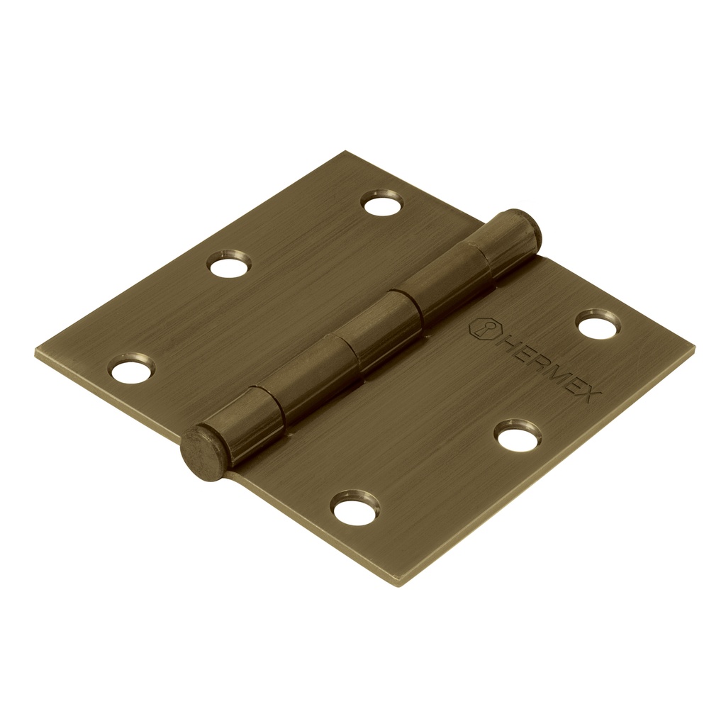 [T43252] Bisagra cuadrada 3-1/2' acero latonado antiguo, plana