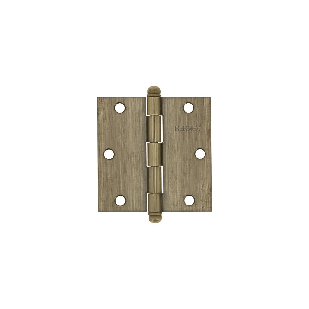 [T43247] Bisagra cuadrada 3-1/2' acero latonado antiguo, redonda