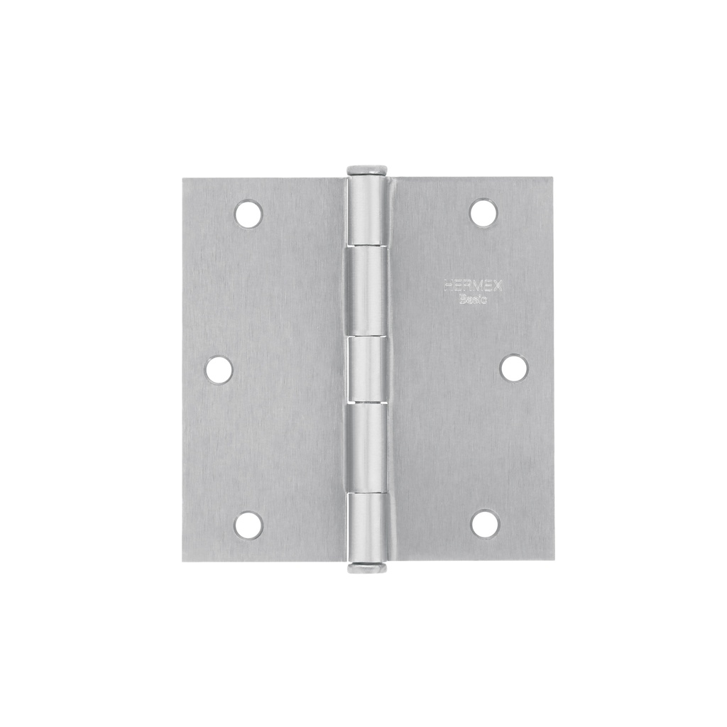 Bisagra cuadrada 3-1/2', acero cromo mate,plana,Hermex Basic - Pag 578