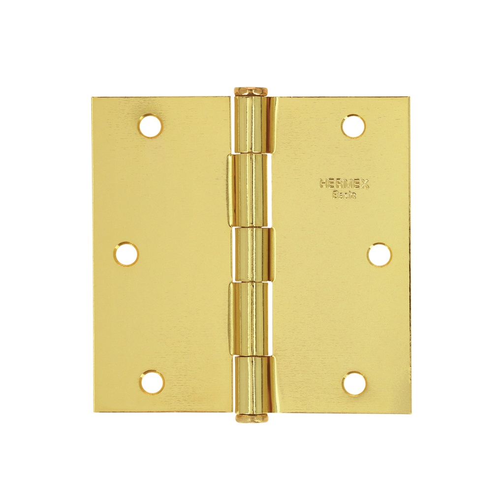 Bisagra cuadrada 3-1/2', acero latonado, plana, Hermex Basic - Pag 578
