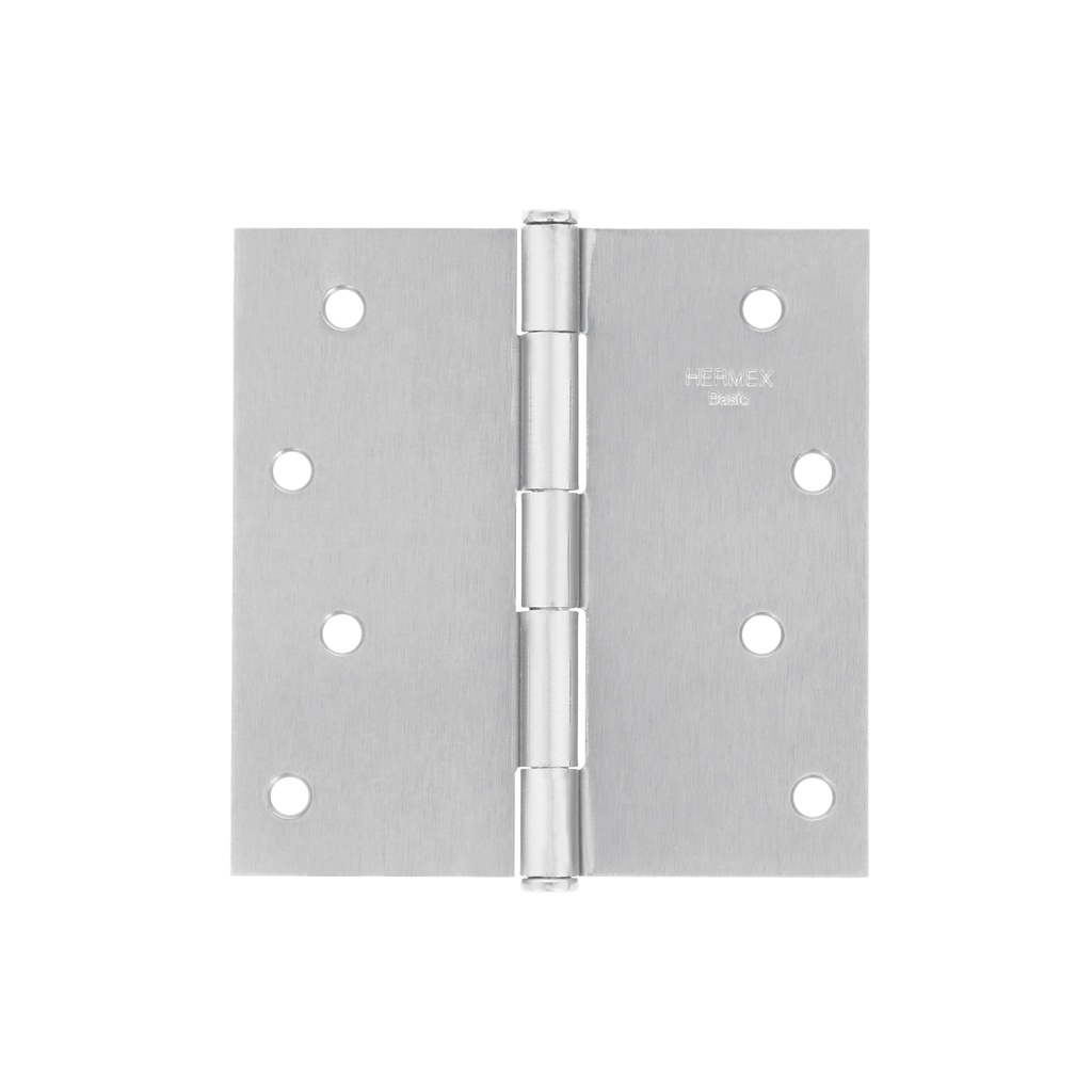 Bisagra cuadrada 4', acero cromo mate, plana, Hermex Basic