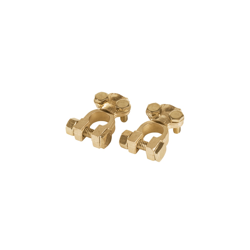 Blíster 2 terminales latón poste superior p/batería, Pretul