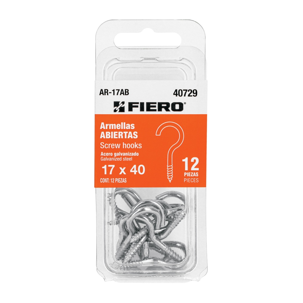 Blíster con 12 armellas abiertas de 17 x 40, Fiero - Pag 570,575