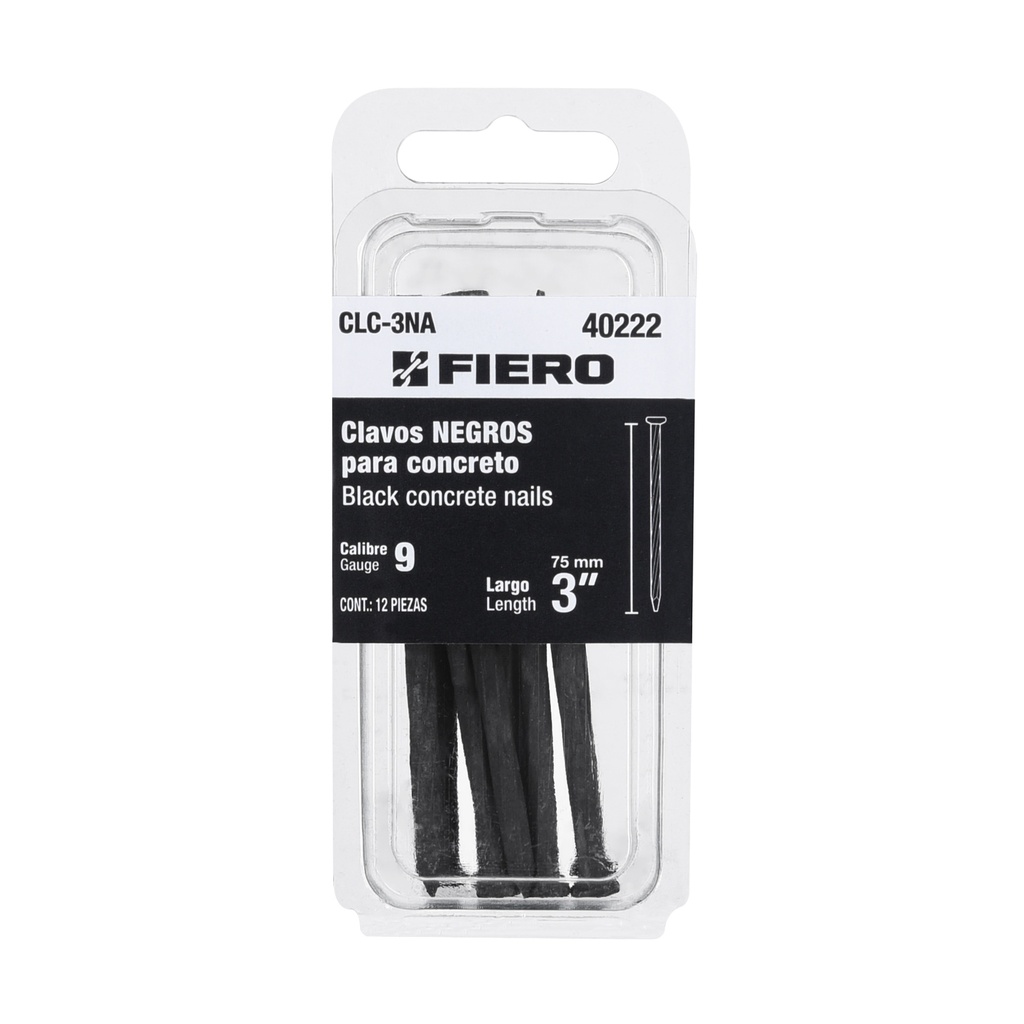 Blíster con 12 clavos negros para concreto 3', Fiero - Pag 555,574