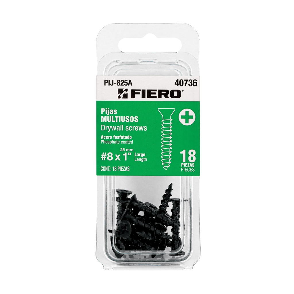 Blíster con 18 pijas multiusos, #8 x 1', Fiero - Pag 565,574