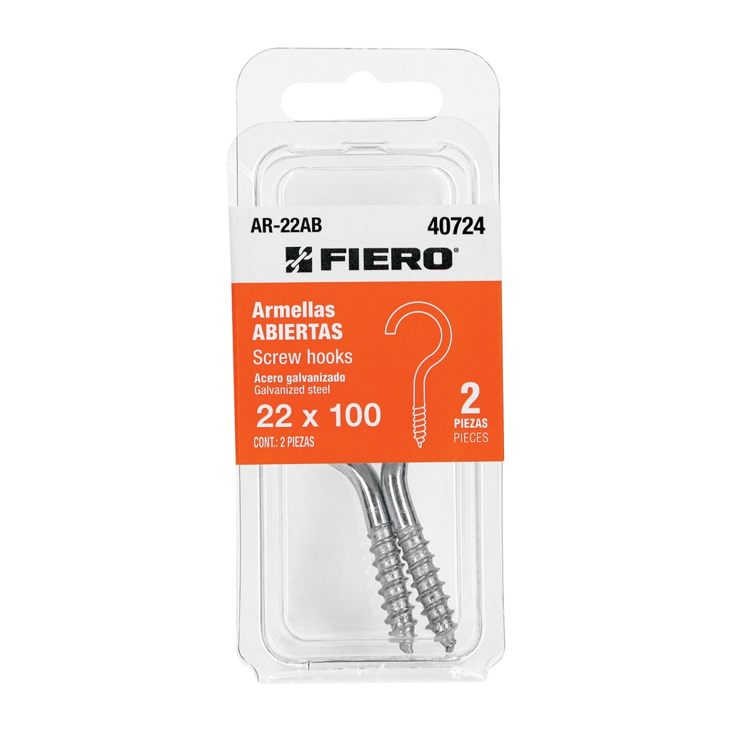 Blíster con 2 armellas abiertas de 22 x 100, Fiero - Pag 570,575