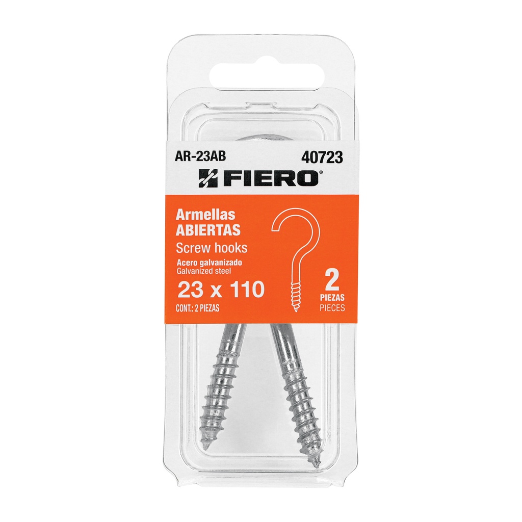 Blíster con 2 armellas abiertas de 23 x 110, Fiero - Pag 570,575