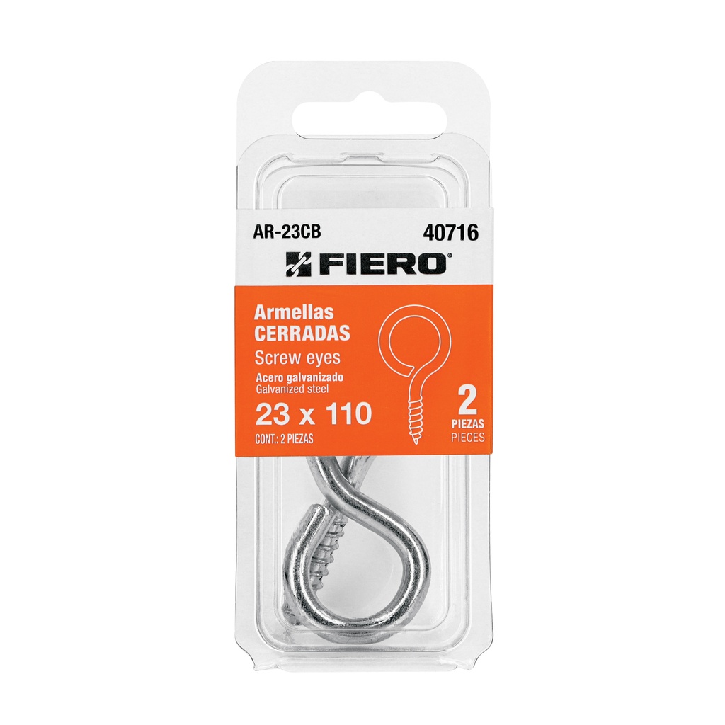 Blíster con 2 armellas cerradas de 23 x 110, Fiero - Pag 760, 761