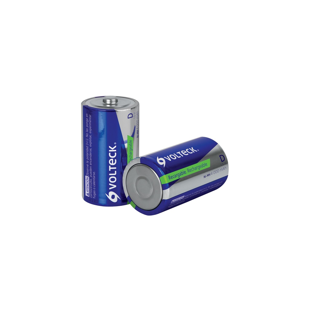 Blíster con 2 pilas D recargables larga duración, 4000 mAh