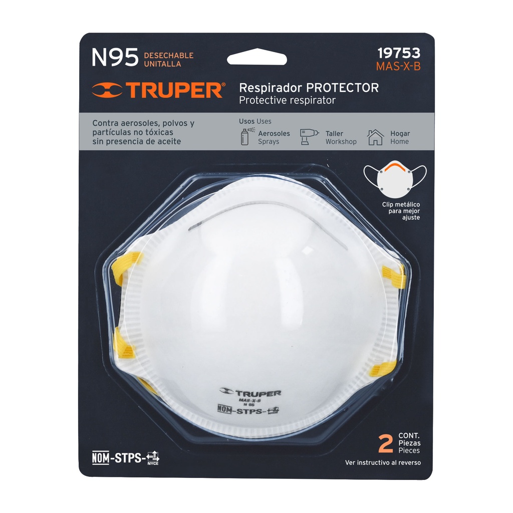 [T19753] Blíster con 2 respiradores N95 para polvos y partículas