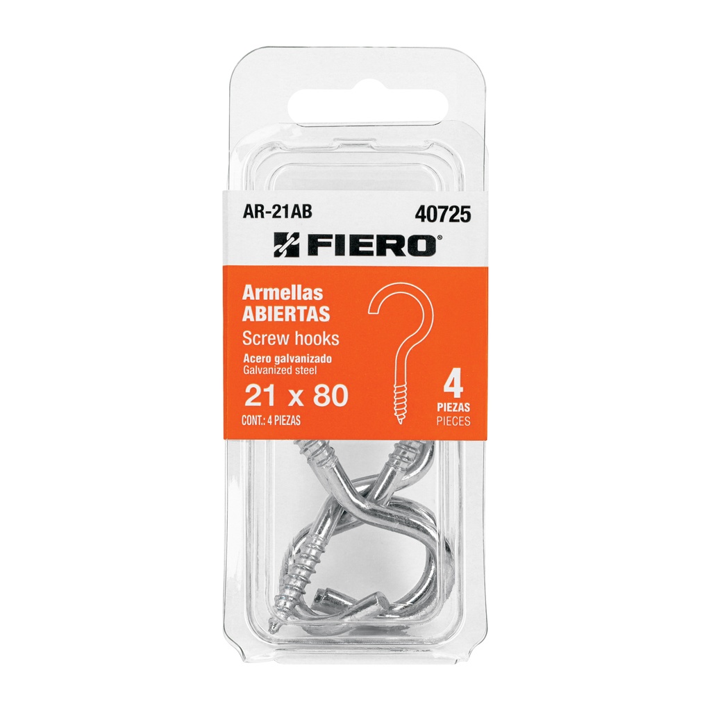 Blíster con 4 armellas abiertas de 21 x 80, Fiero - Pag 570,575