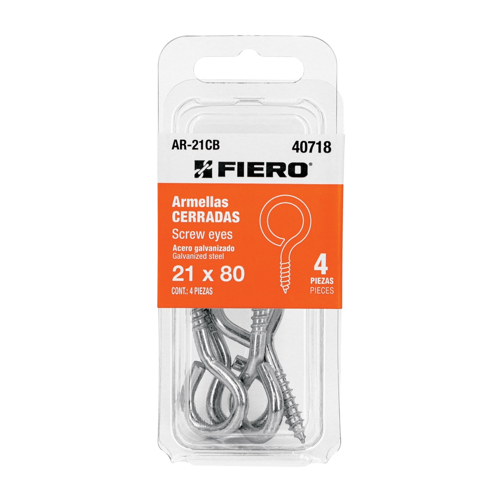 Blíster con 4 armellas cerradas de 21 x 80, Fiero - Pag 570,575