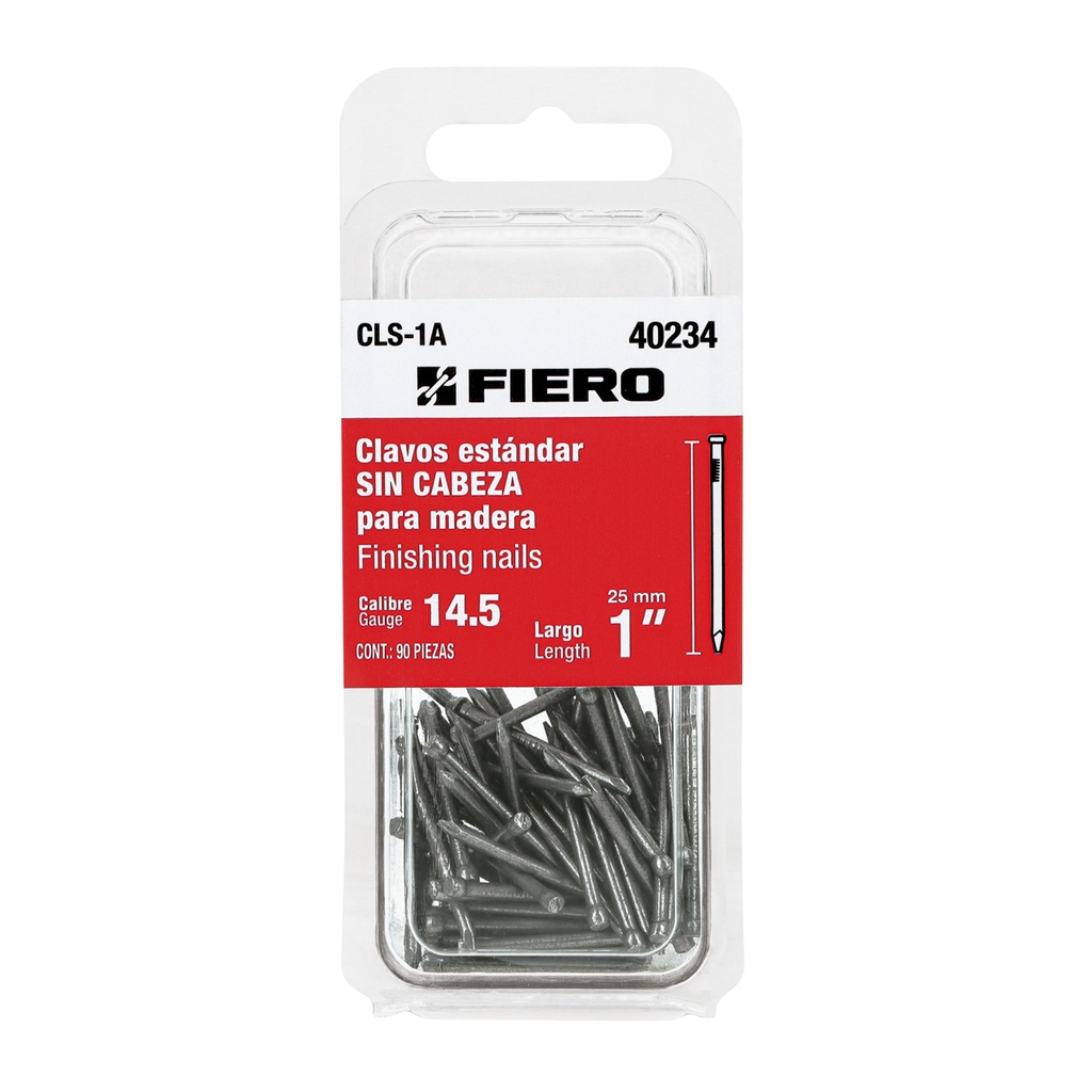 Blíster con 90 clavos estándar 1' sin cabeza, Fiero - Pag 555,574
