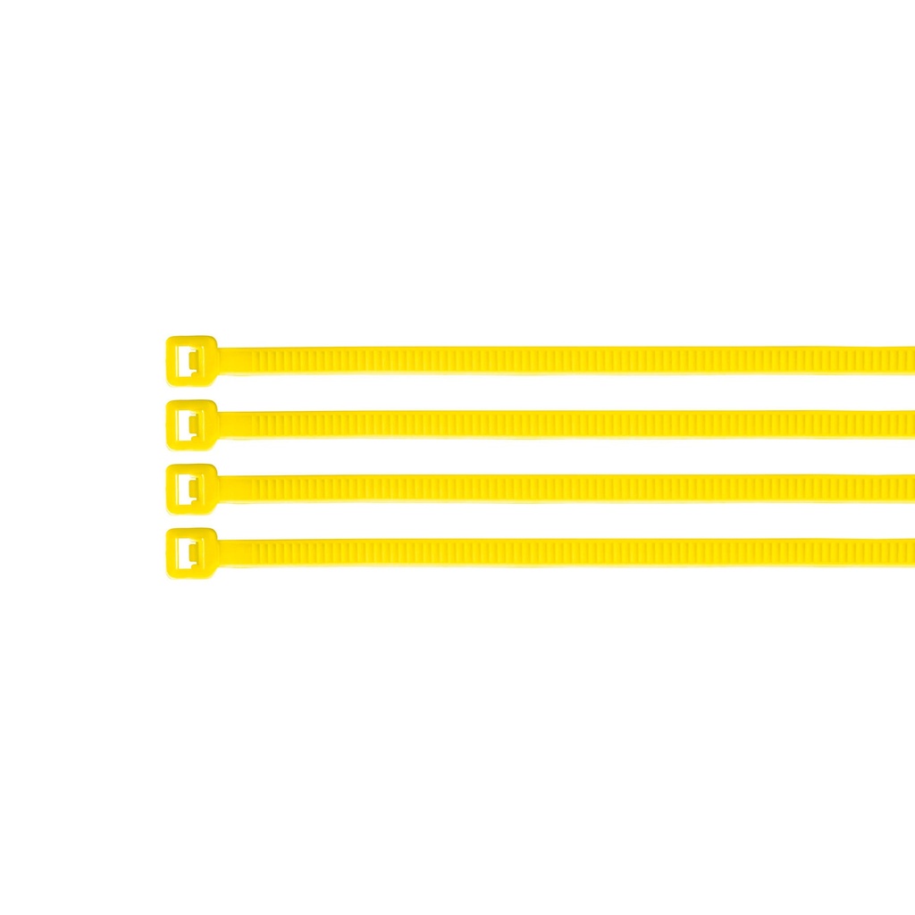 Bolsa con 100 cinchos plásticos 18 lb, 100x2.5 mm, amarillos