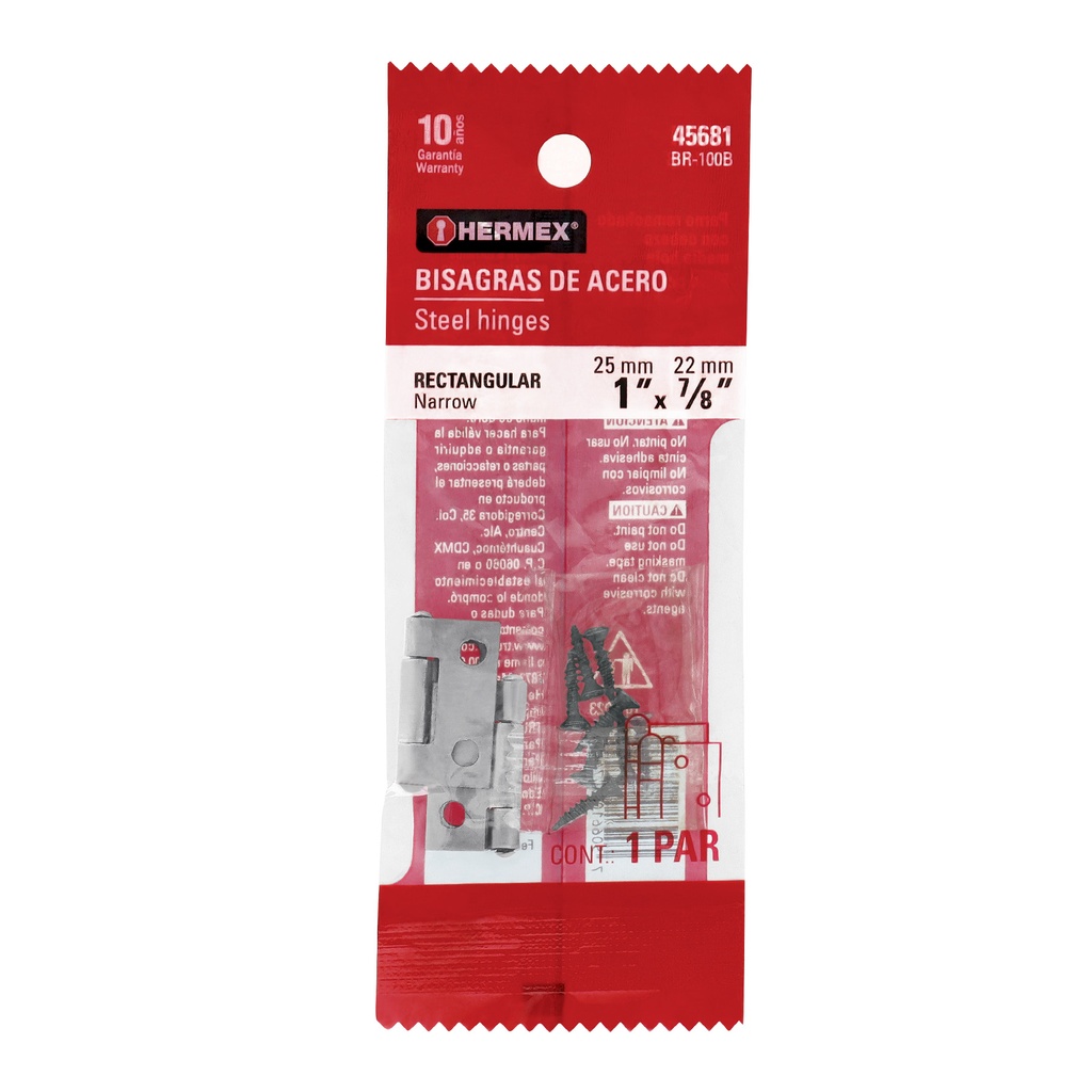 Bolsa con 2 bisagras rectangulares 1', acero pulido - Pag 579