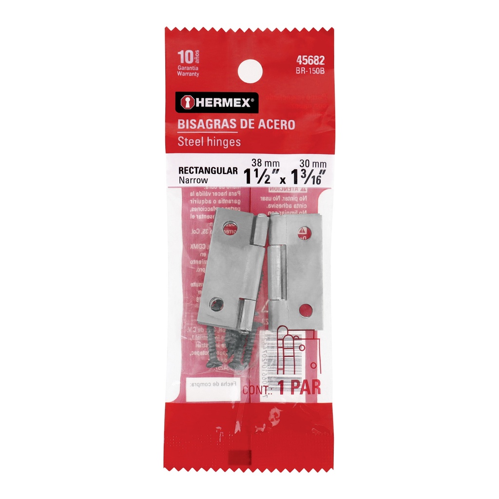 Bolsa con 2 bisagras rectangulares 1-1/2', acero pulido - Pag 579