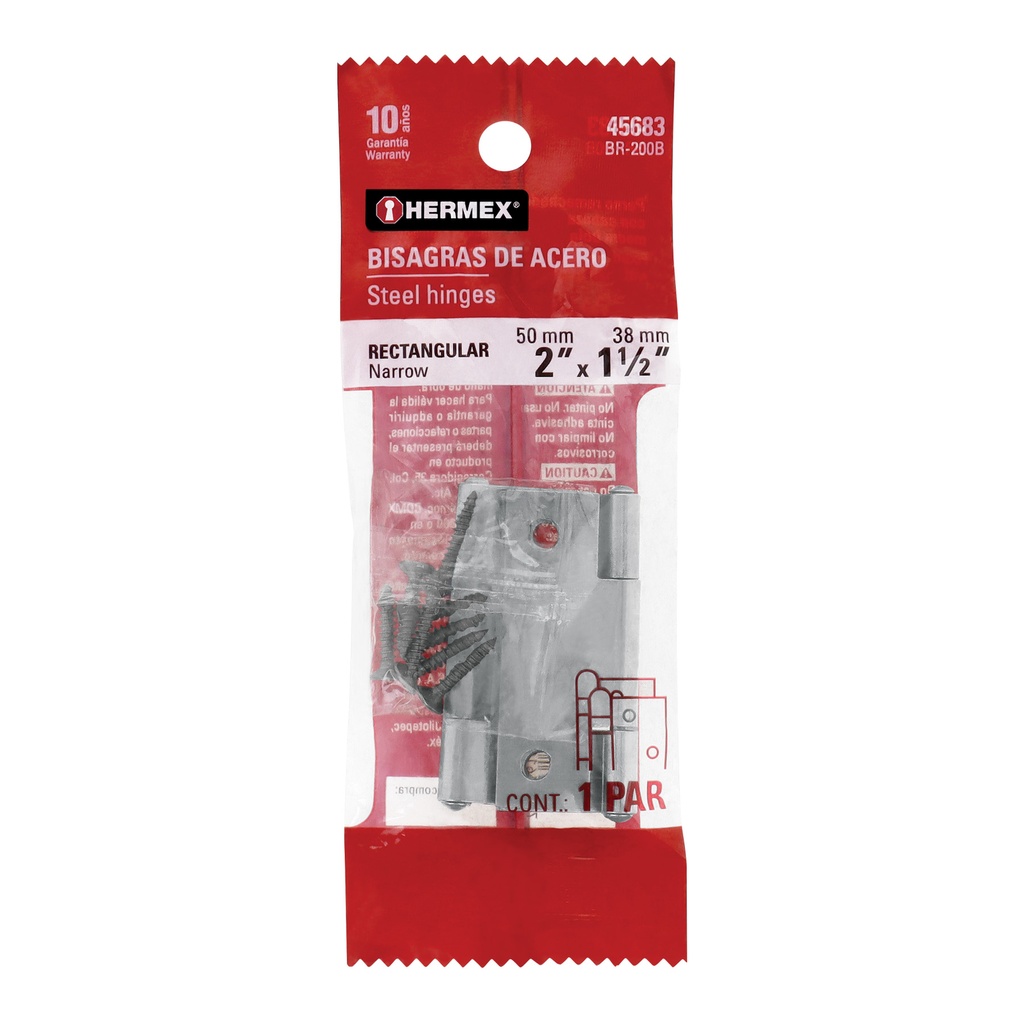 Bolsa con 2 bisagras rectangulares 2', acero pulido - Pag 579