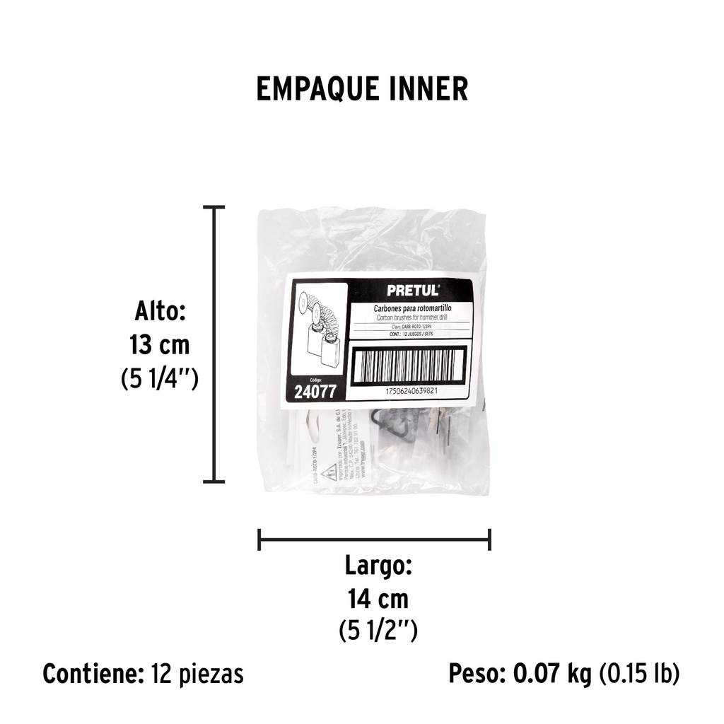 Bolsa con 2 carbones de repuesto para ROTO-1/2P4, Pretul