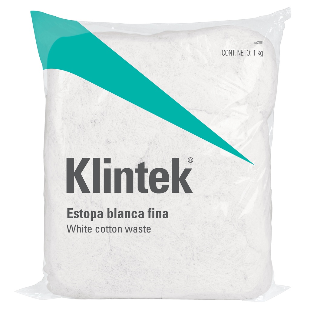 [T57000] Bolsa de 1 kg de estopa color blanca, Klintek